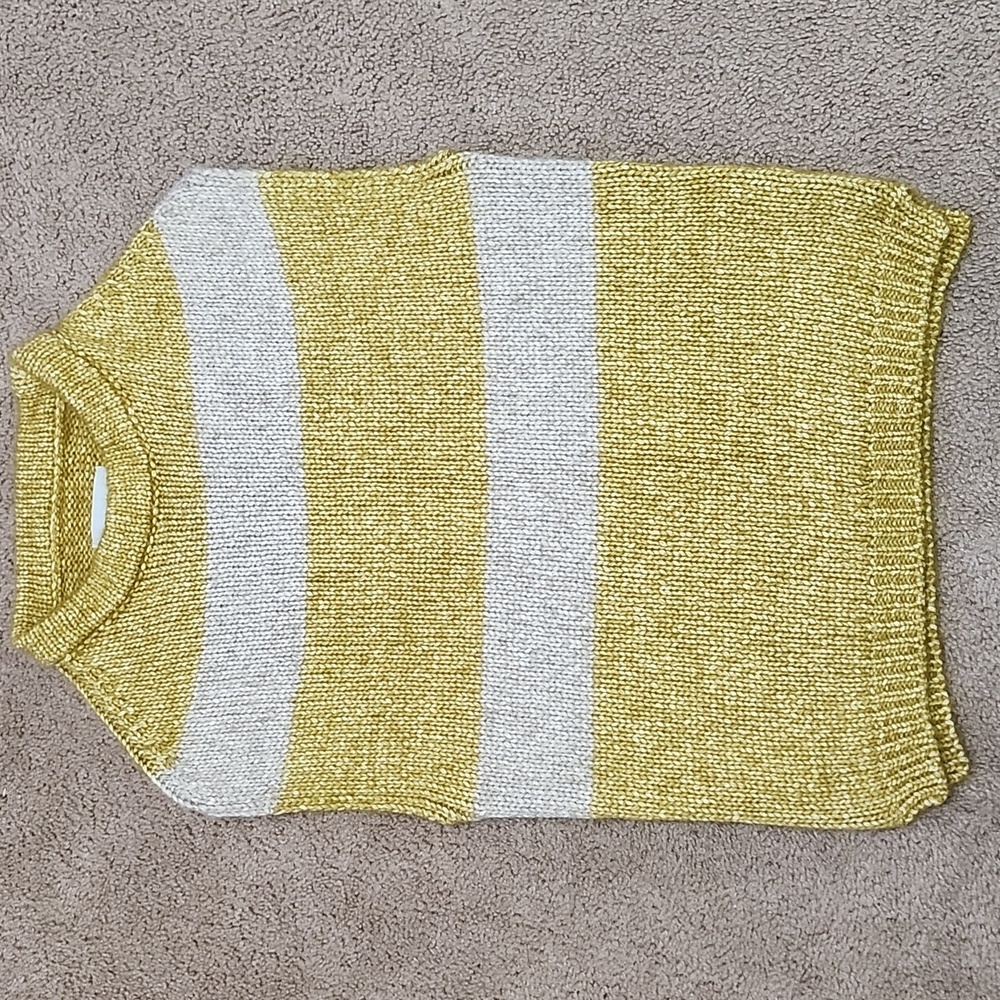 Humanoid Cotton Alpaca Sweater Vest Gold Gray Striped Women's Size S Italy